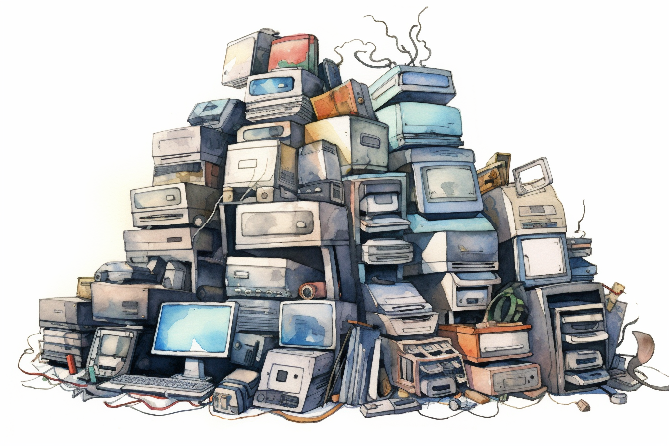 Sammlung von alten Computern und Daten