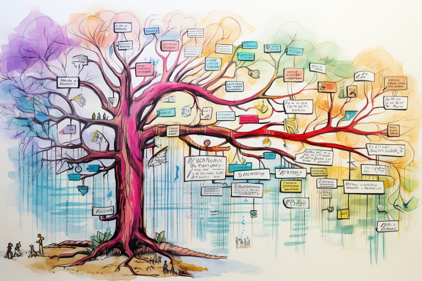 Ein Baum aus Workflows und Informationen