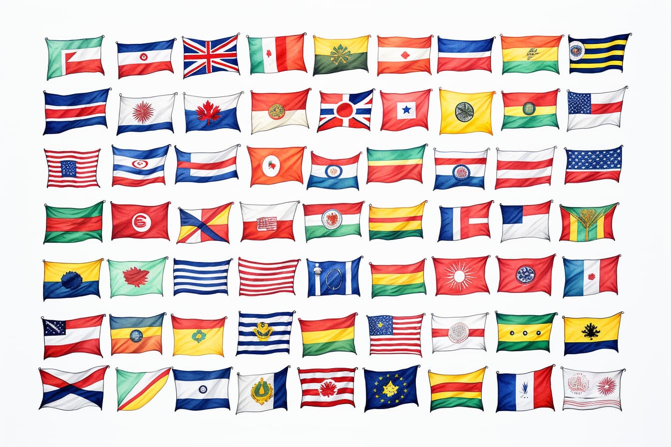 Sammlung von national Flaggen