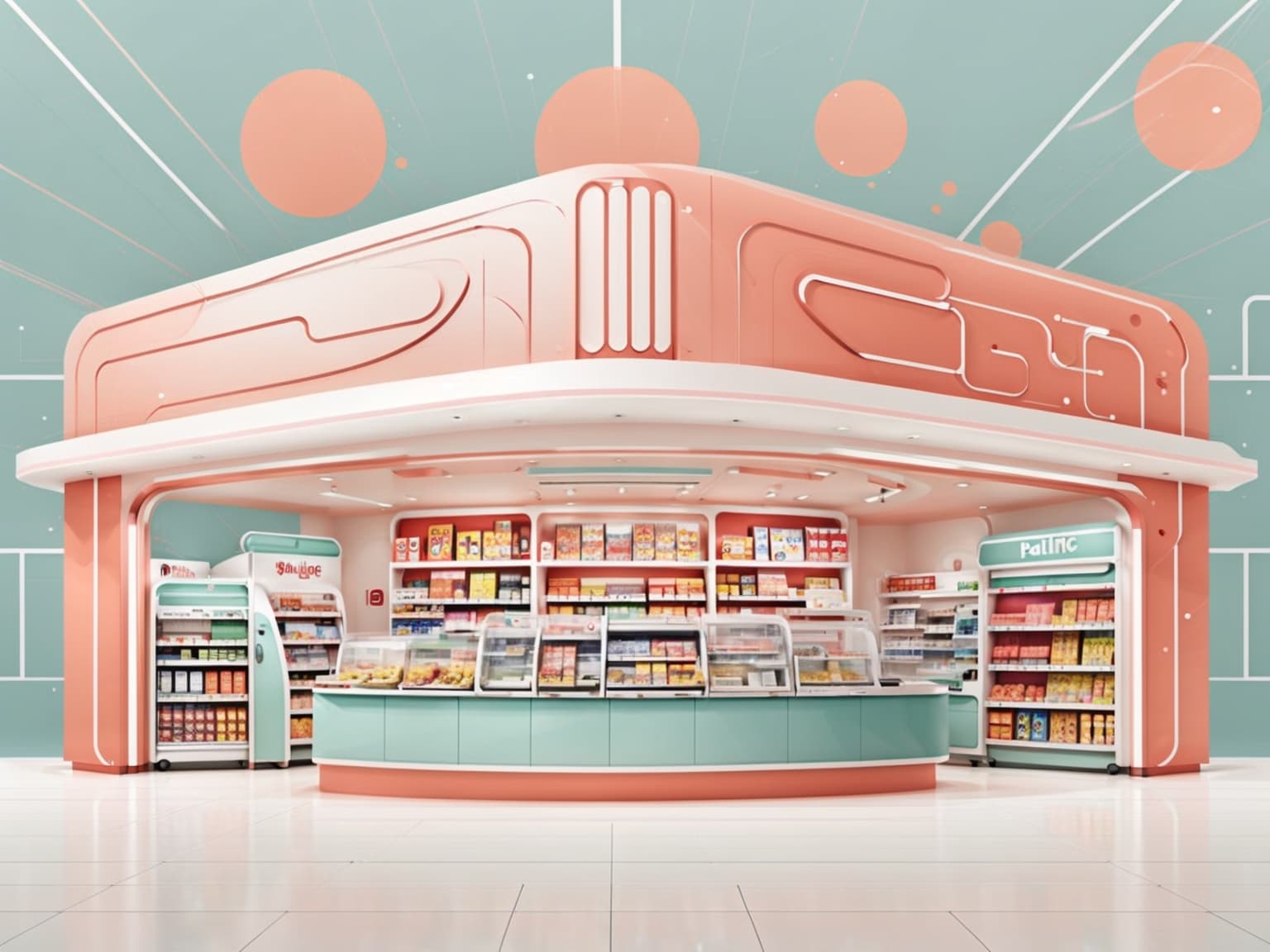 Retro futuristischer Supermarkt