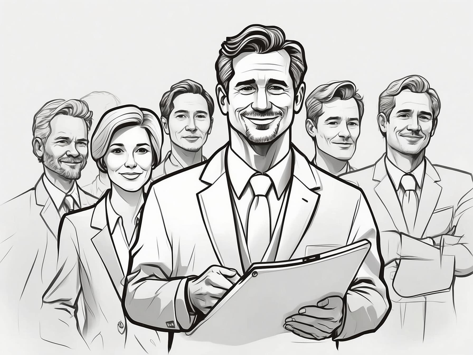 Ein Gruppenfoto mit zufriedenem Personal einer Firma