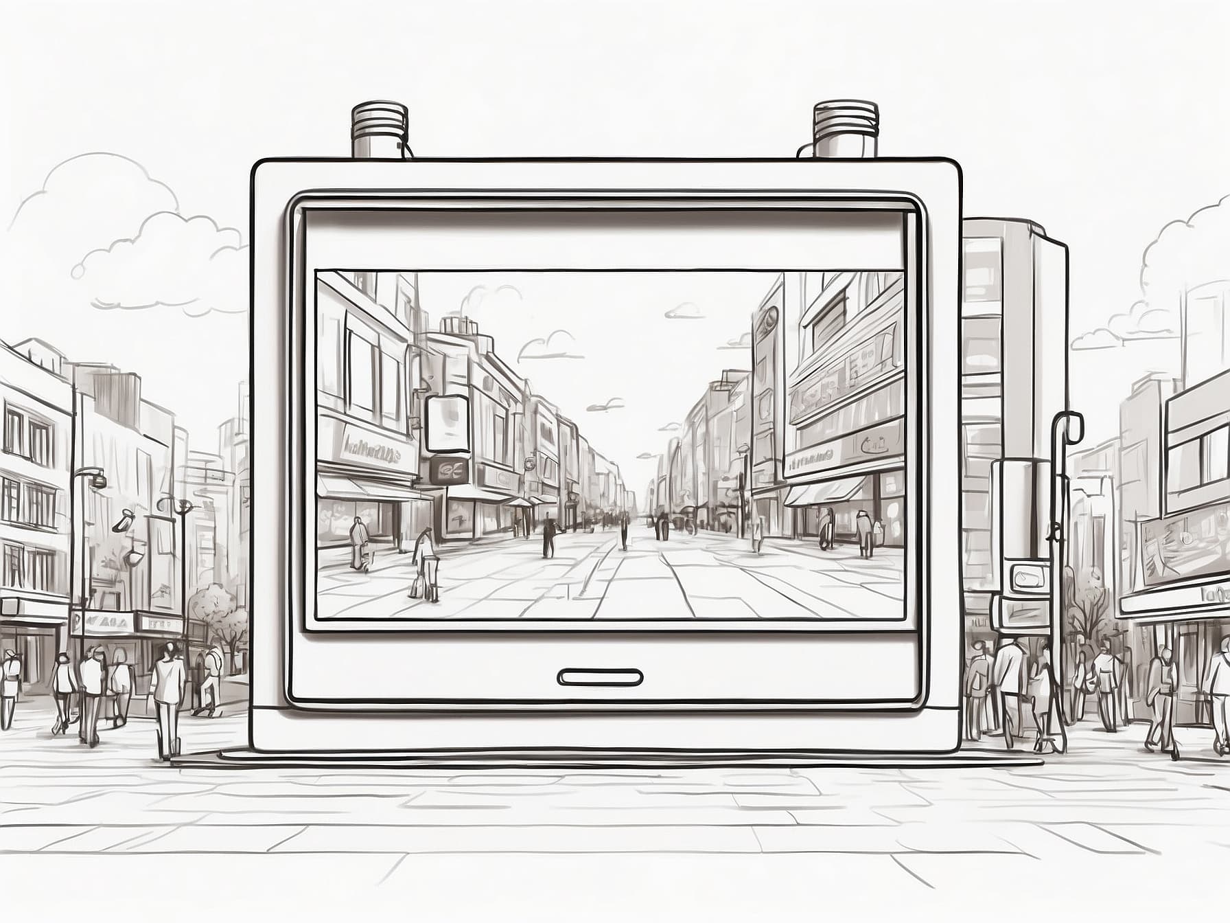 Ein Video Display für Besucher einer Fußgängerzone