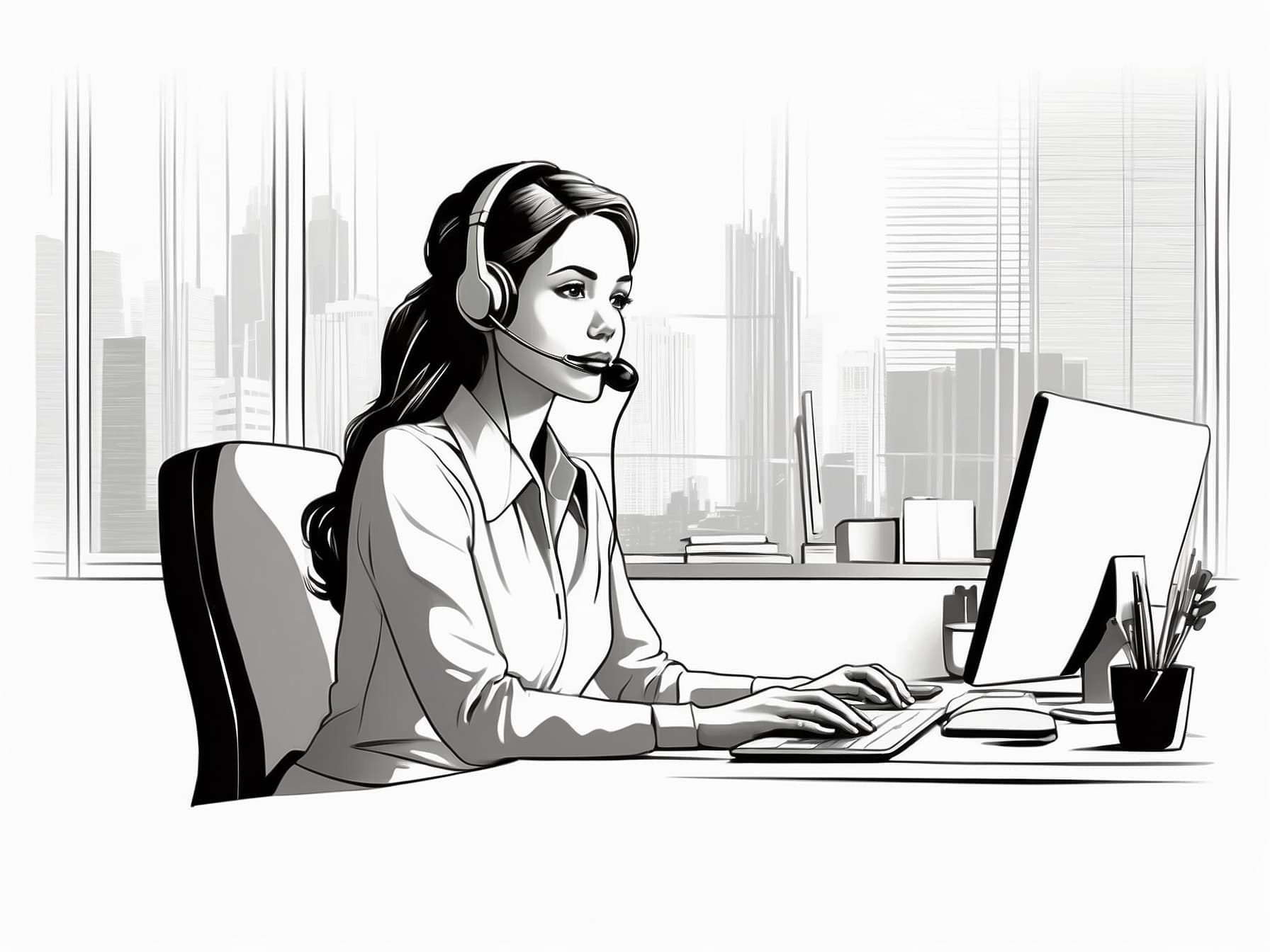 Eine Call-Center-Mitarbeiterin als Darstellung zum Thema "Chatbot"