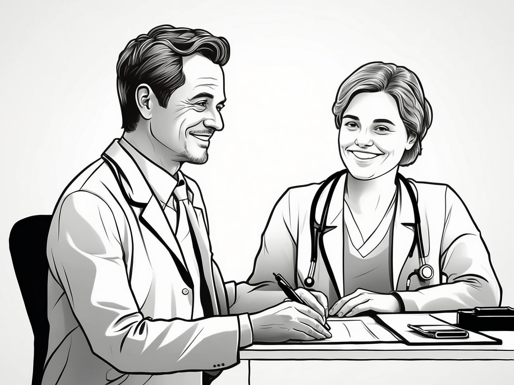 Eine glücklicher Patient bei seiner Ärztin
