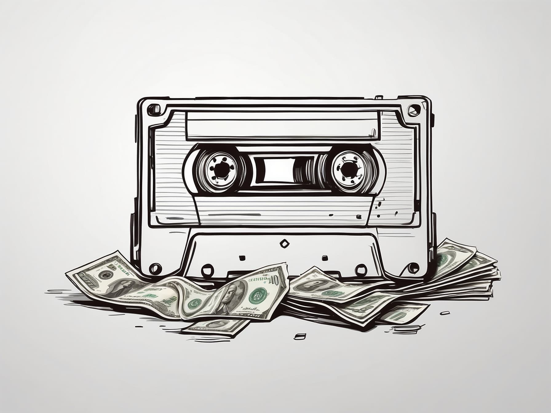 Eine Videokassette mit Geldscheinen