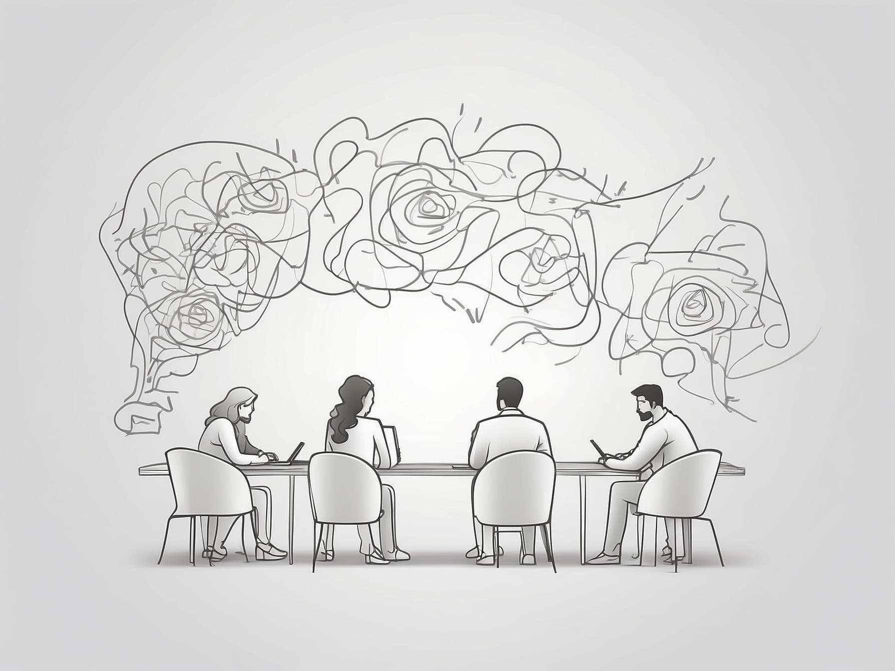 Gemeinsames Brainstorming an einem Tisch