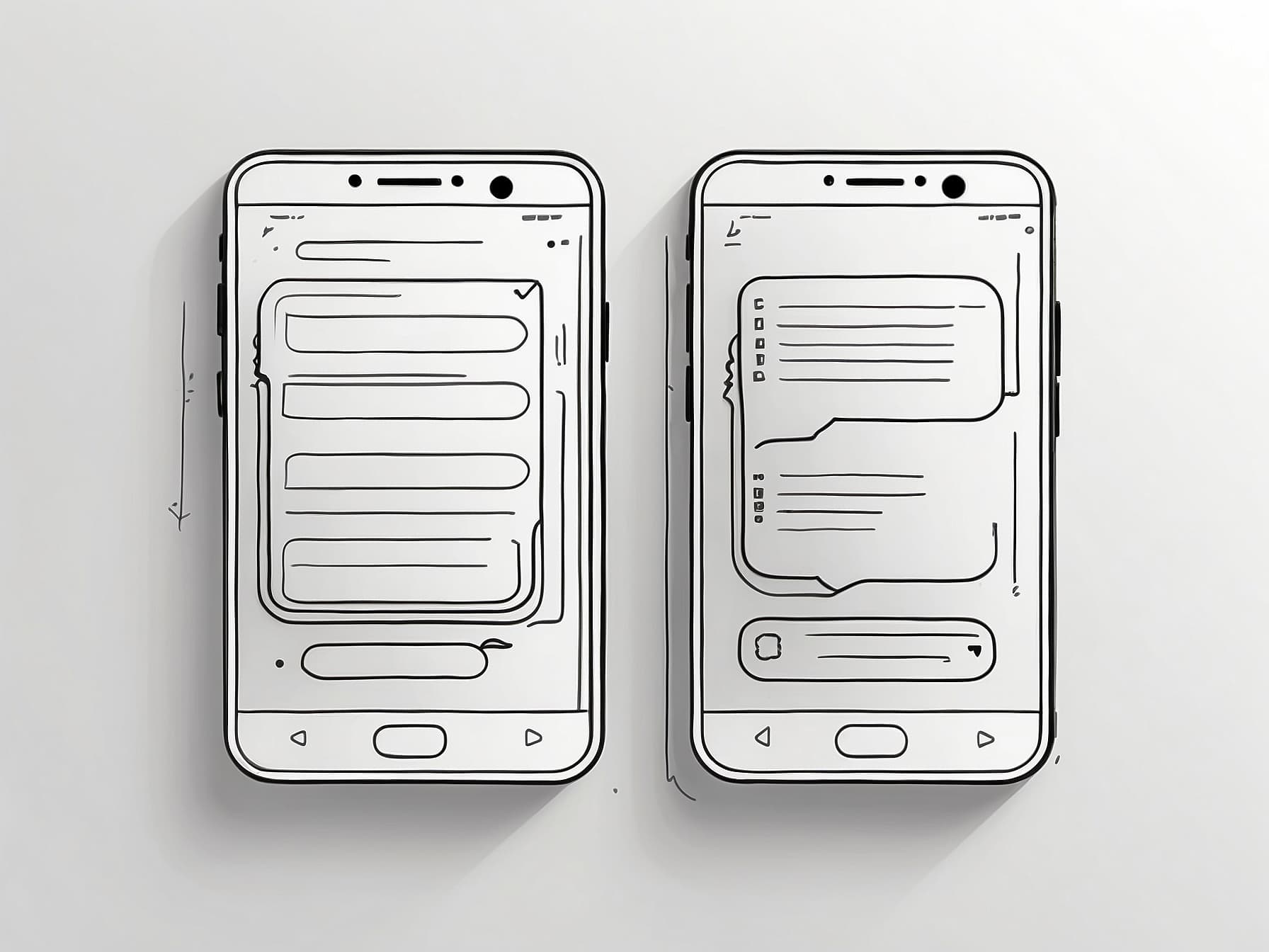 2 Smartphones mit geöffneten Apps, die auf KI zurückgreifen