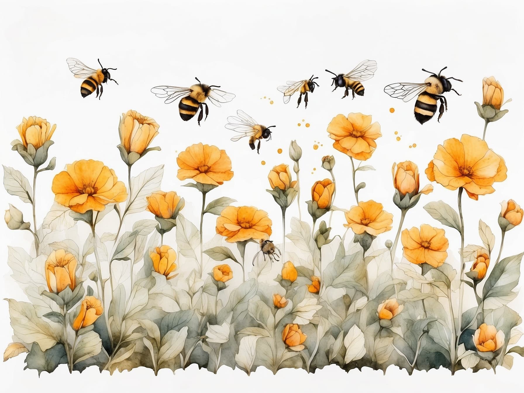 Bienen und Insekten im Blumenbeet