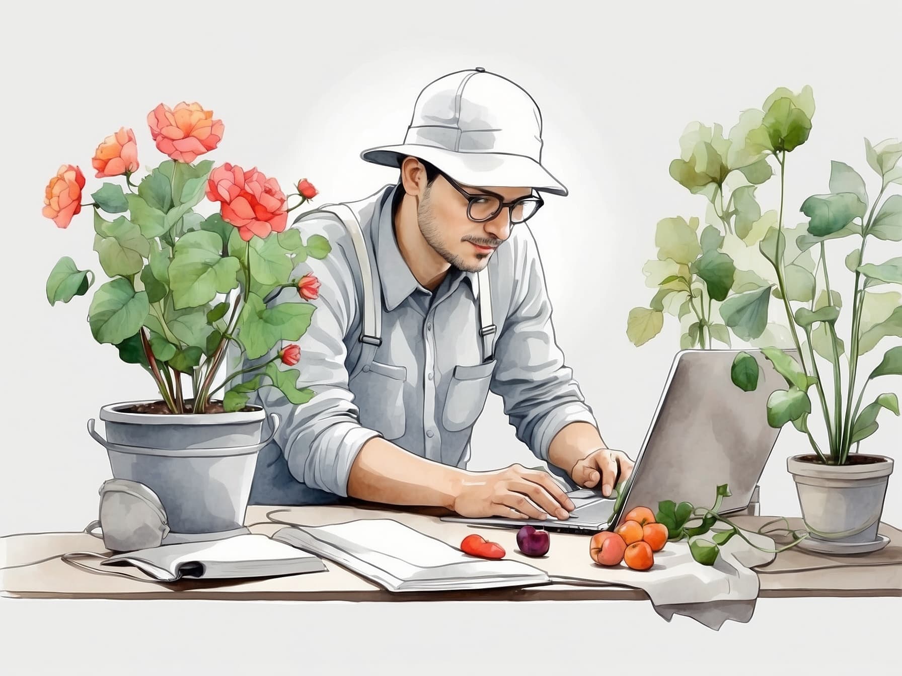 Auch im Gartenbau ist Arbeit am Laptop sinnvoll