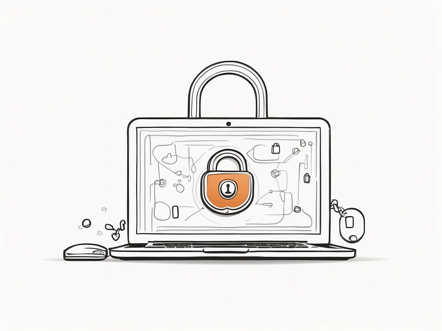 Ein Laptop als Schloss dargestellt - Datensicherheit