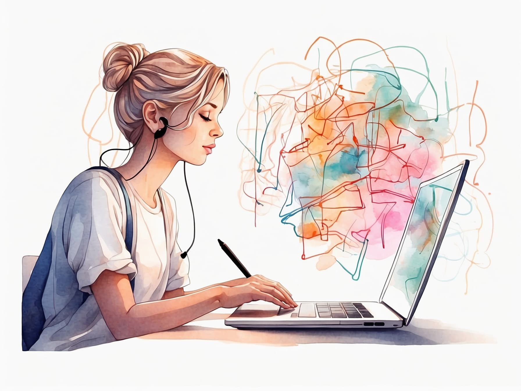 Eine Schülerin lernt am Laptop
