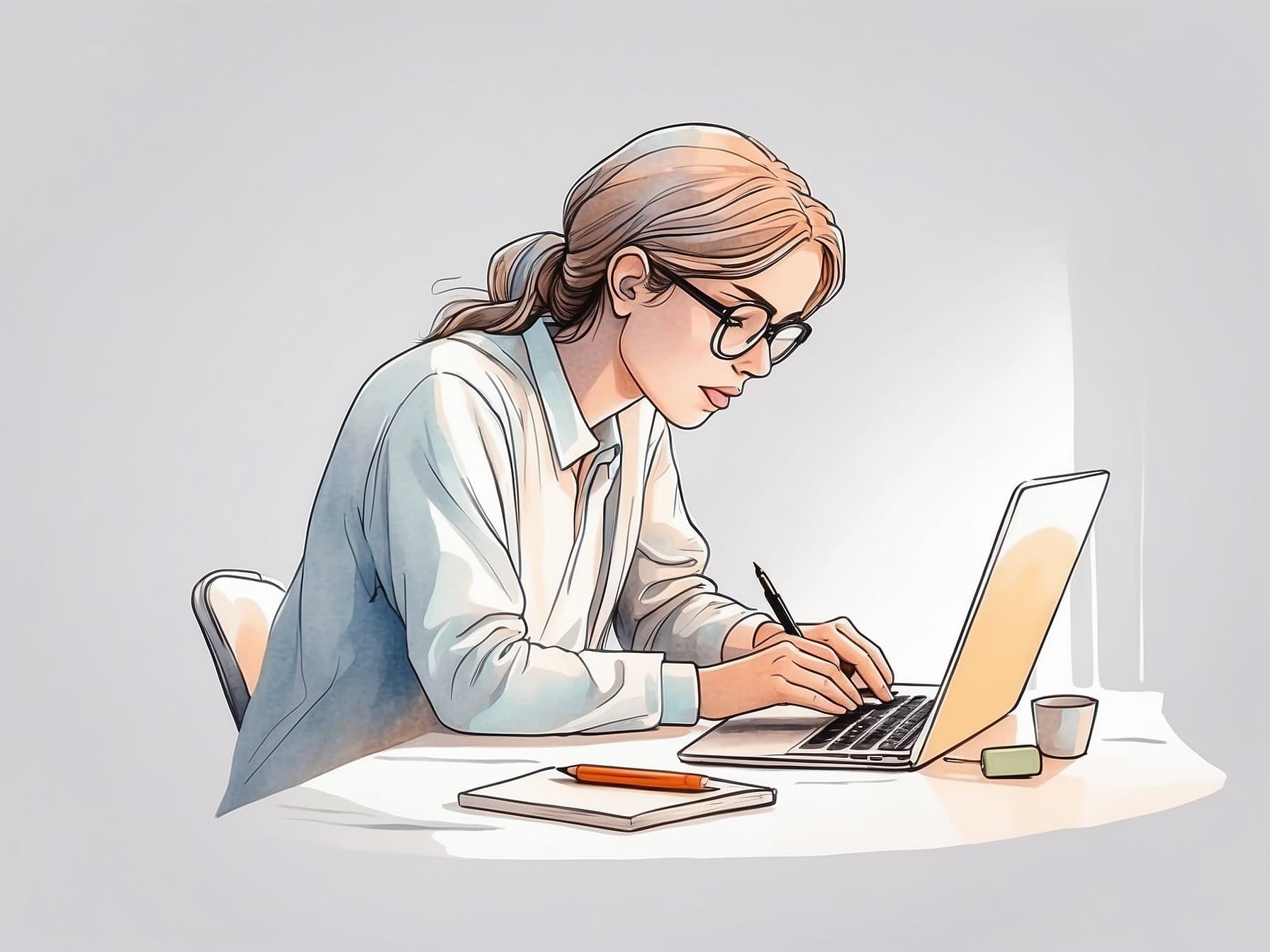 Eine Rektorin am Laptop die mit KI ihre Arbeit revolutioniert