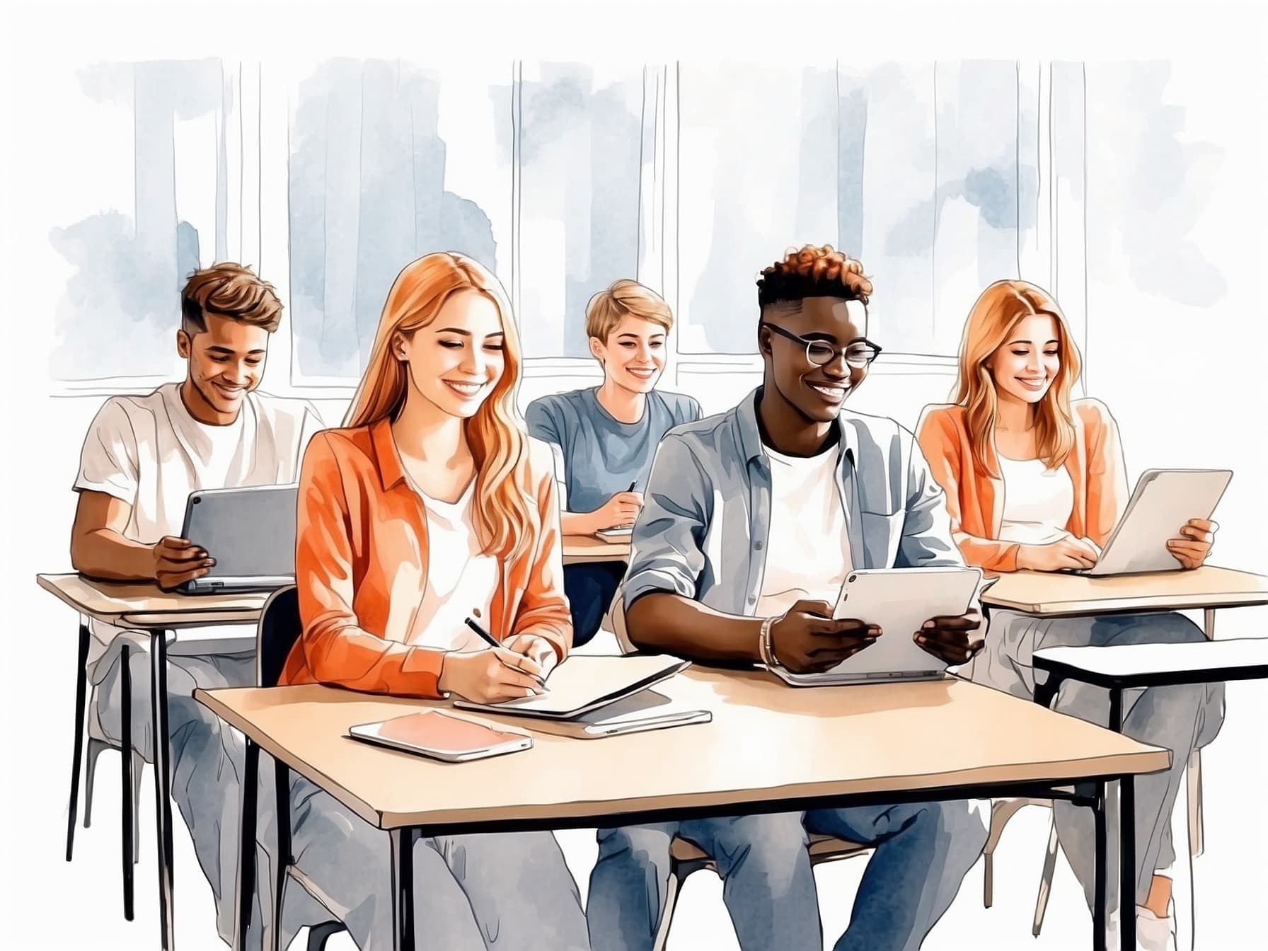 Studenten nutzen moderne Geräte zum Lernen