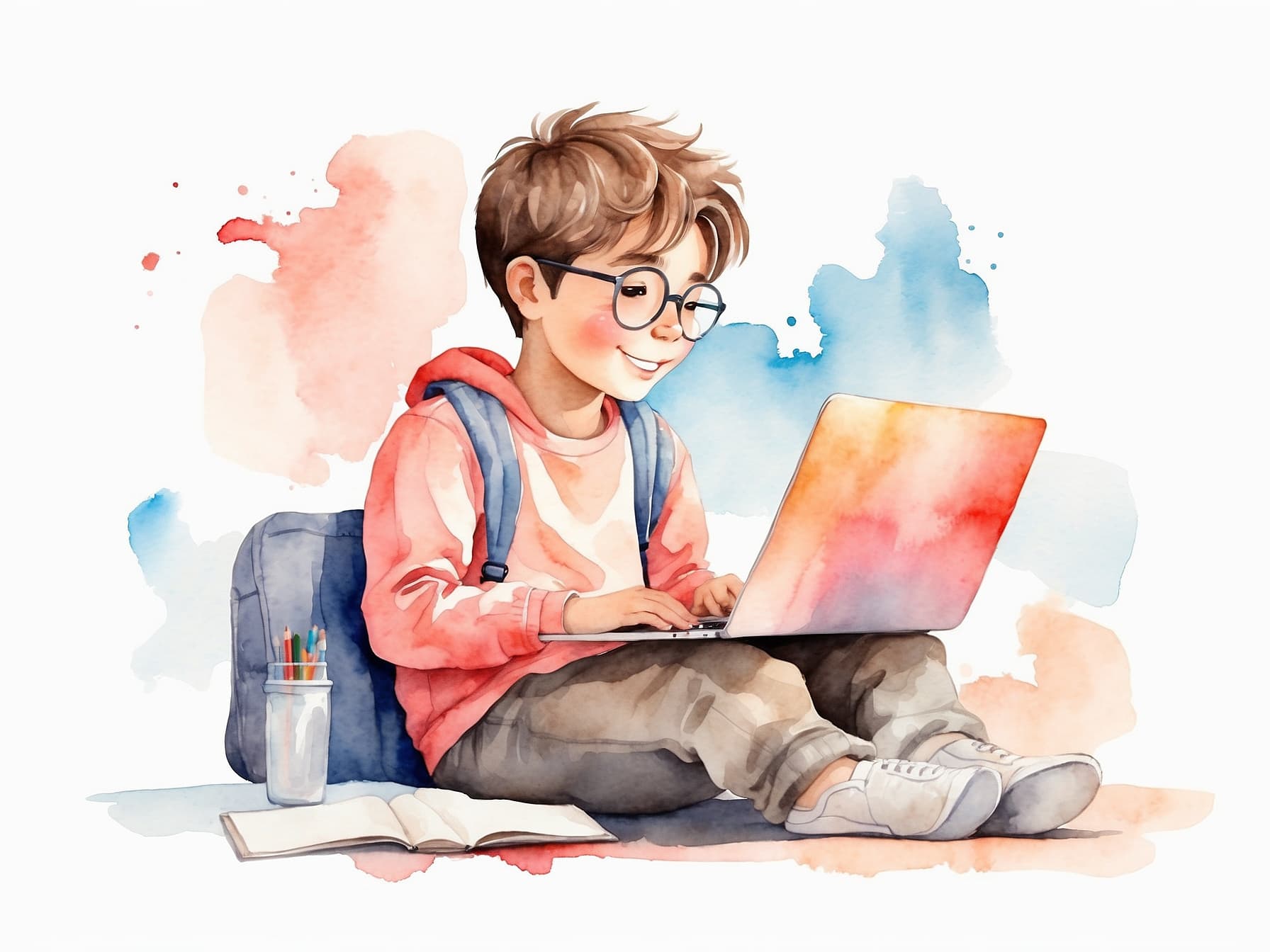 Ein Schüler der digital lernt