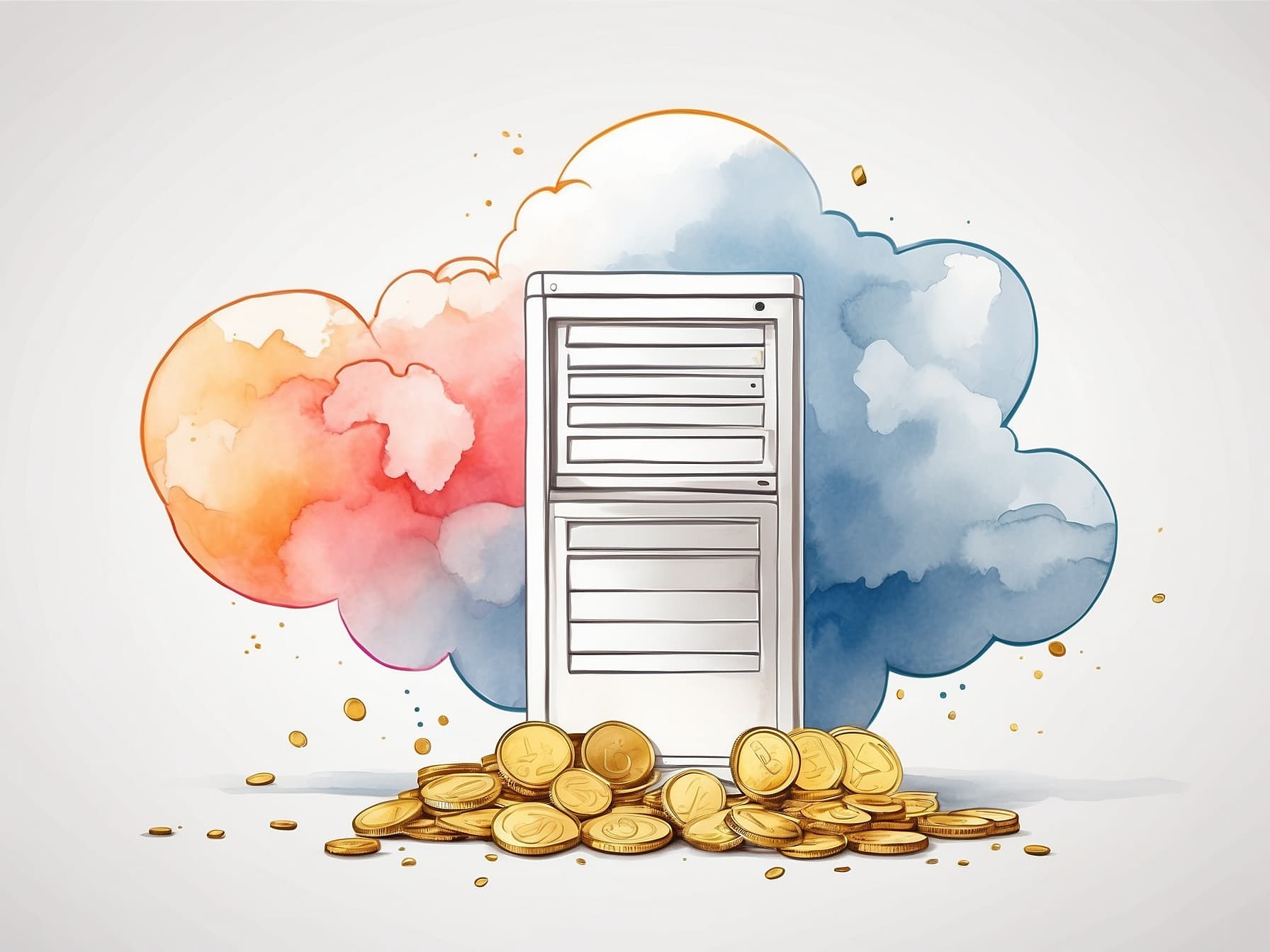 Ein Server mit Cloud für Datenfluss