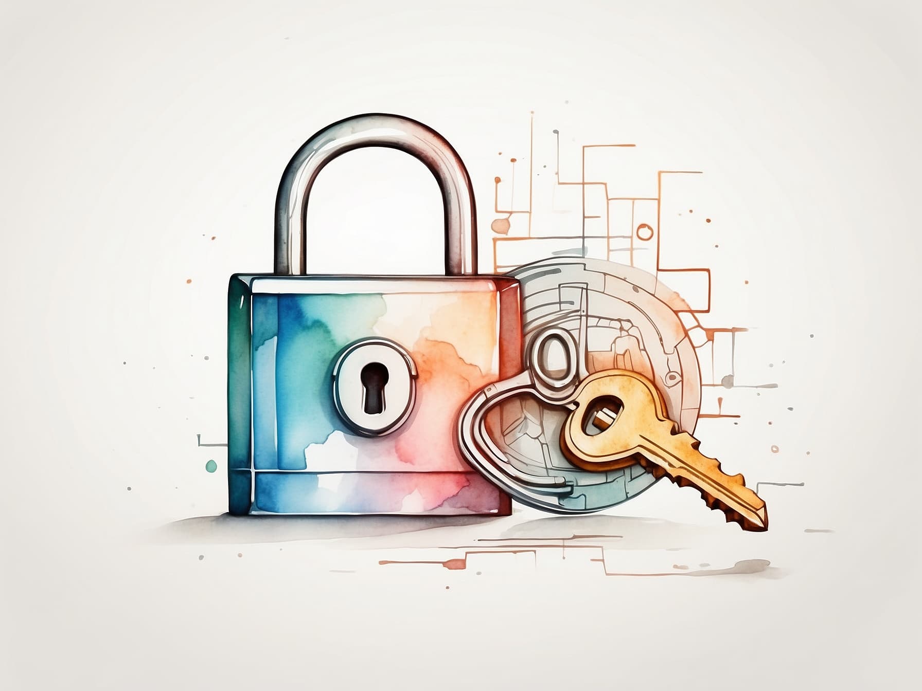 Datensicherheit - als Schloss mit Schlüssel dargestellt