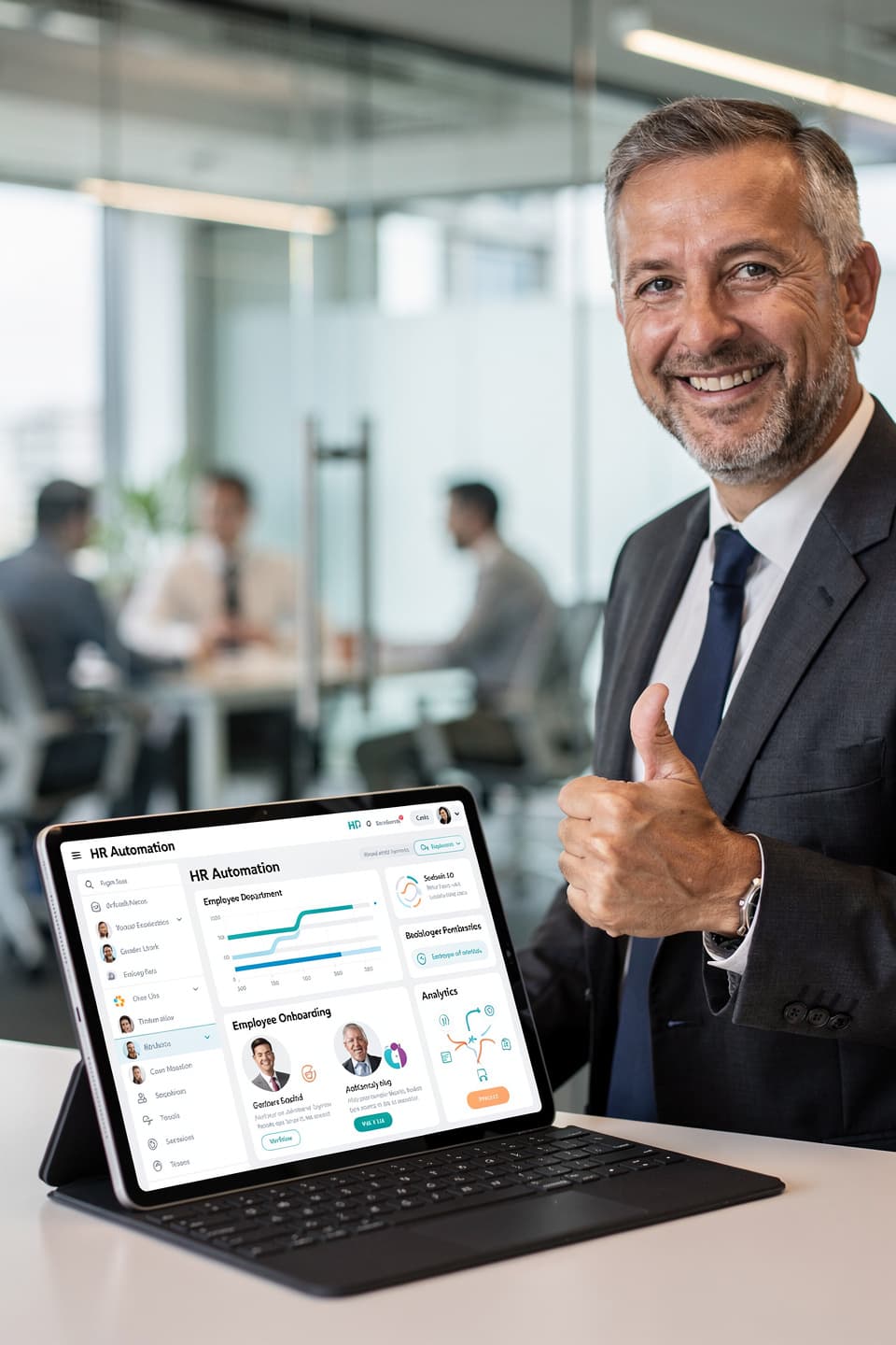 Chef für KI HR Tool ein und zeigt den Daumen hoch