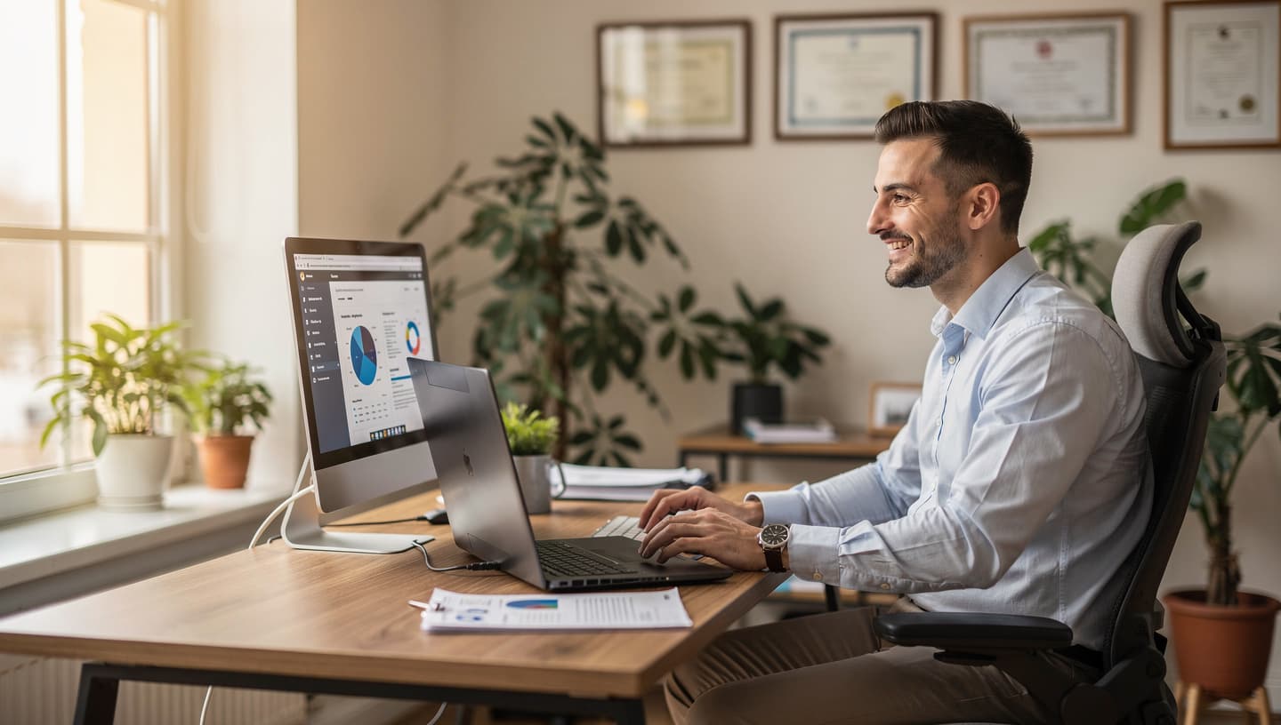 Ein Mitarbeiter erstellt Statistiken