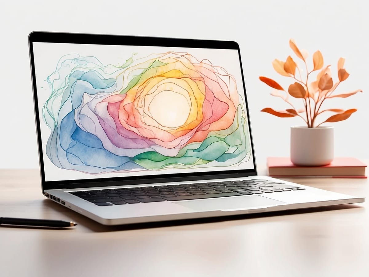Ein aufgeklapptes Laptop auf dem Schreibtisch