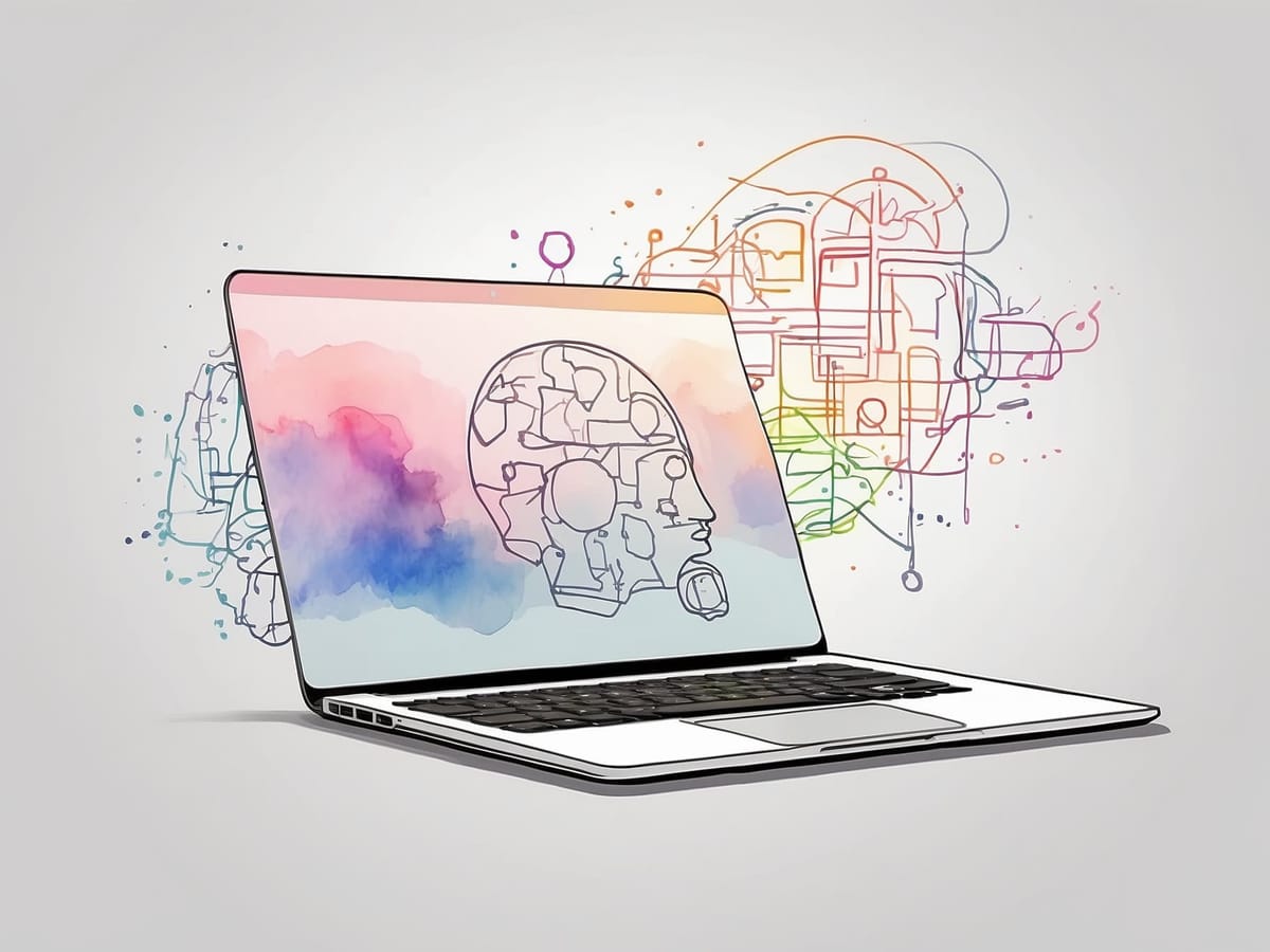Ein Laptop auf dem gerade Content per KI generiert wird