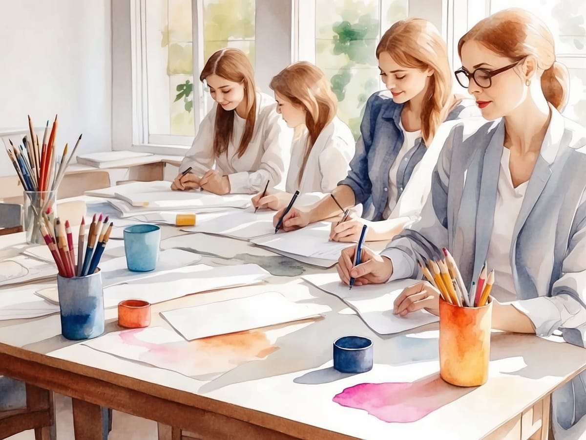 Lehrer und Schüler an einem Tisch