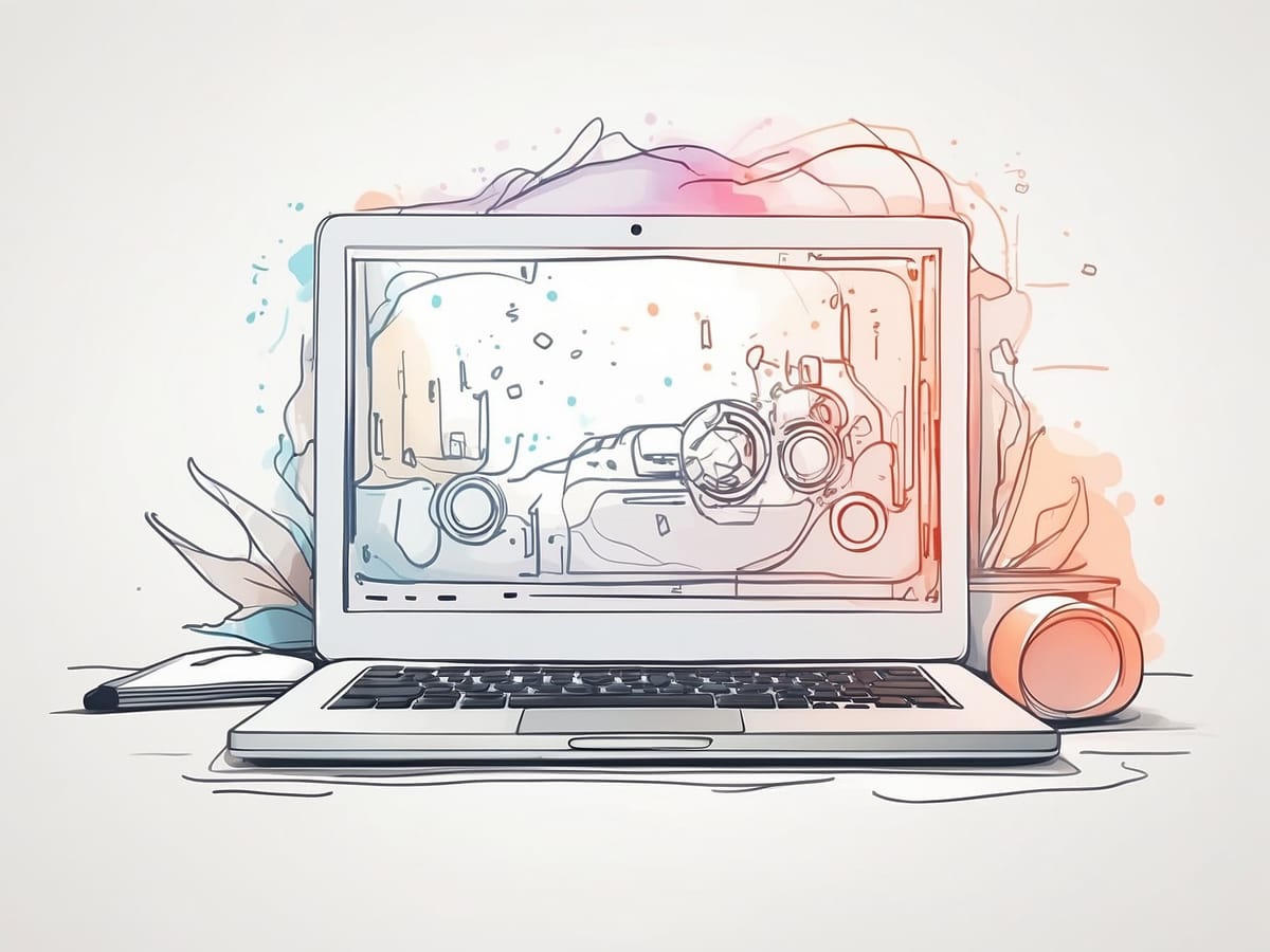 Ein Laptop führt automatisierte Arbeiten aus.