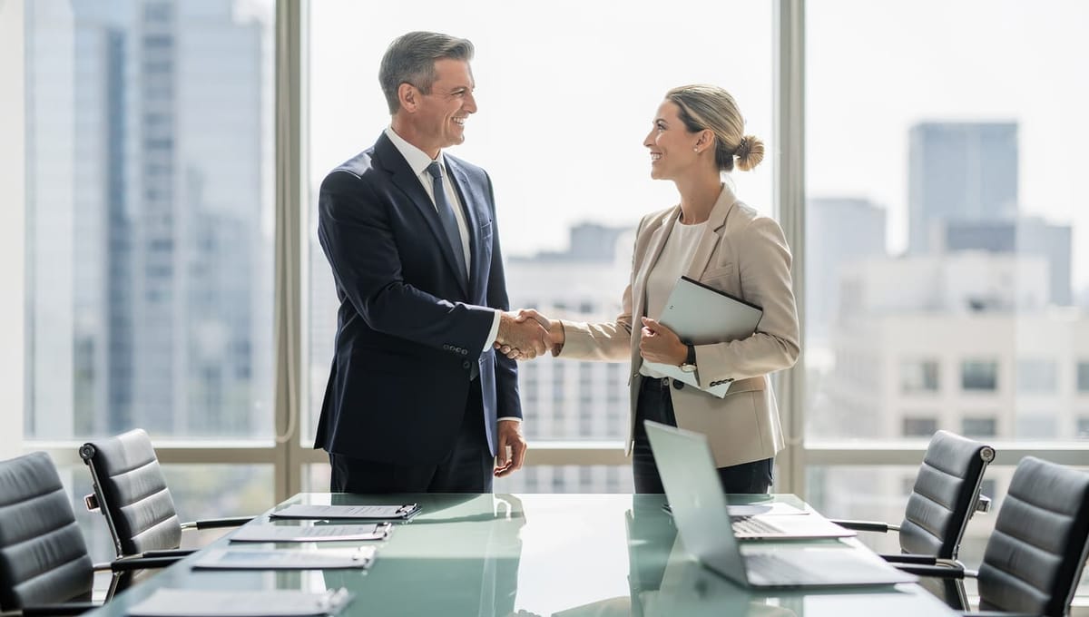 Unternehmer reichen sich die Hände