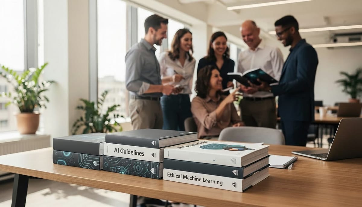 Bücher über KI auf dem Büroschreibtisch