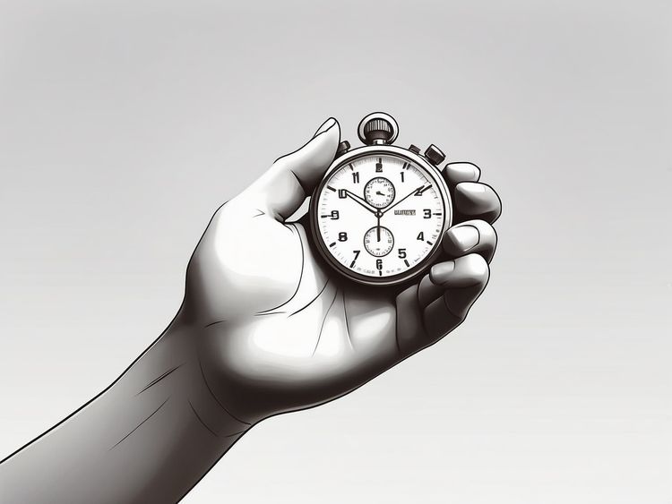 Eine Stoppuhr in der Hand