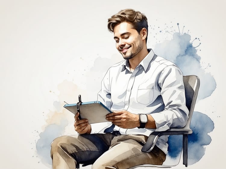 Ein Mann am Tablet im Büro