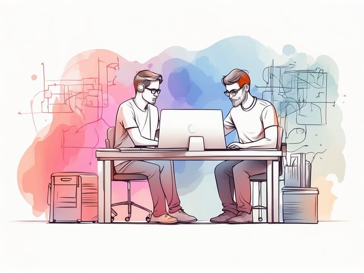 Zwei Programmierer prompten gemeinsam am Computer