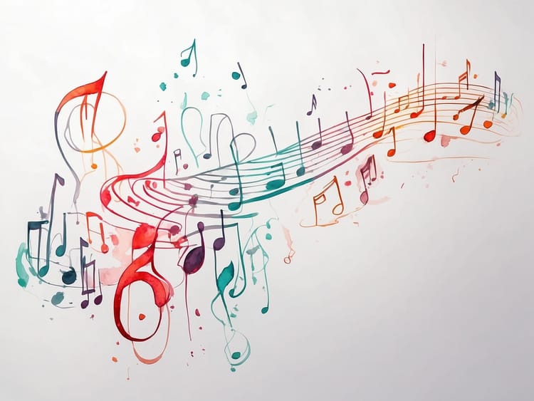 Bunte Noten, angelehnt an das Design einer Gitarre