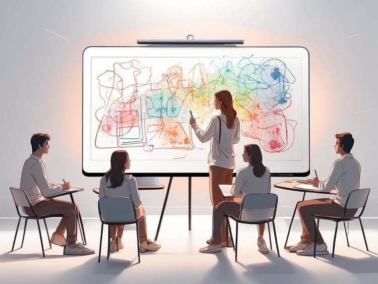Eine Lehrerin hält einen Vortrag über bessere Bildung durch KI