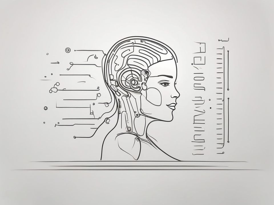 Darstellung einer KI als Teil eines menschlichen Gehirns