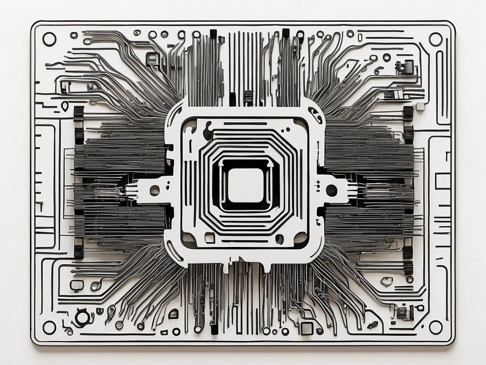 Abbildung eines Computerchips mit Chip-Architektur