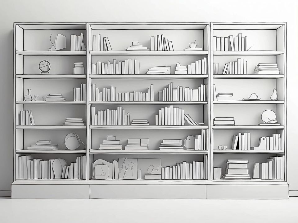 Ein Bücherregal, indem fertige Prompts stehen, die nur angepasst werden müssen
