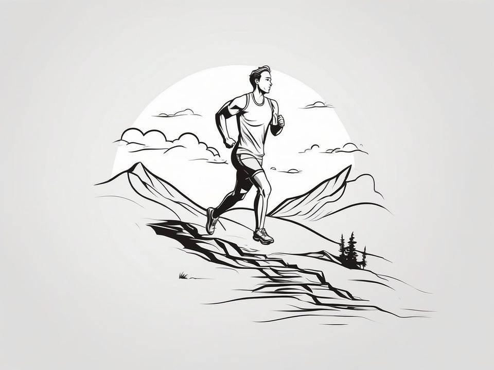 Ein sportlicher Mann der in den Bergen läuft