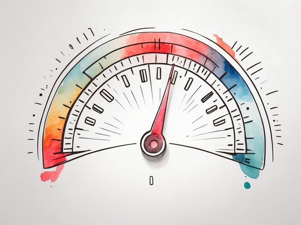 Ein Tachometer, auf dem die Geschwindigkeit zunimmt